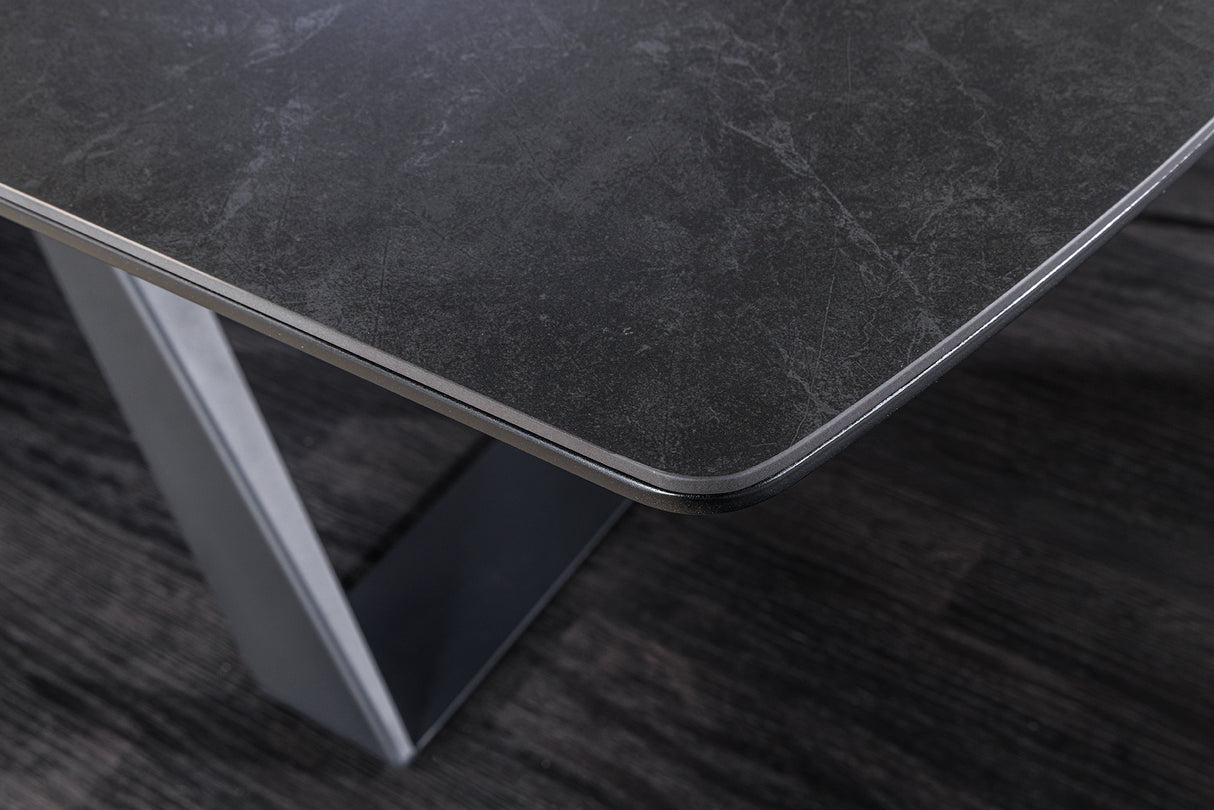 Dining table CONCORD 180-230cm extendable marble look graphite ceramic tempered glass