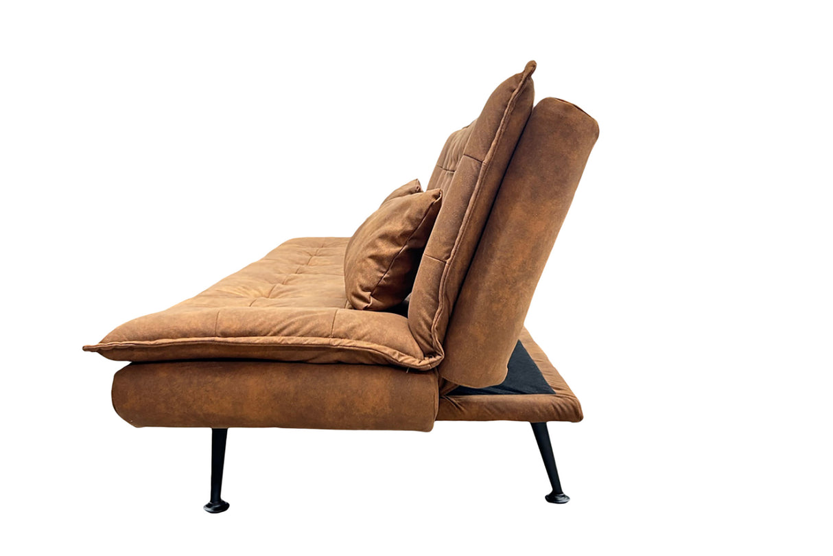 Sofa bed JAZZ 195cm 3-seater microfibre brown