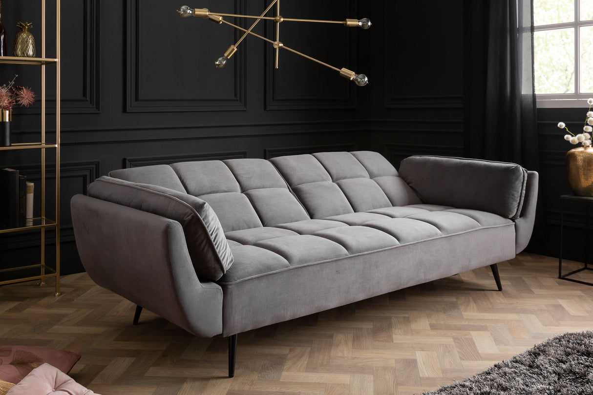 Sofa bed BOUTIQUE 215cm with armrests velvet grey