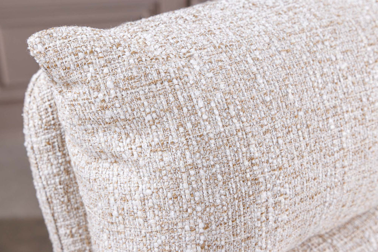 Swivel chair BIG GEORGE 360° auto return textured fabric champagne greige w/ oak wood frame