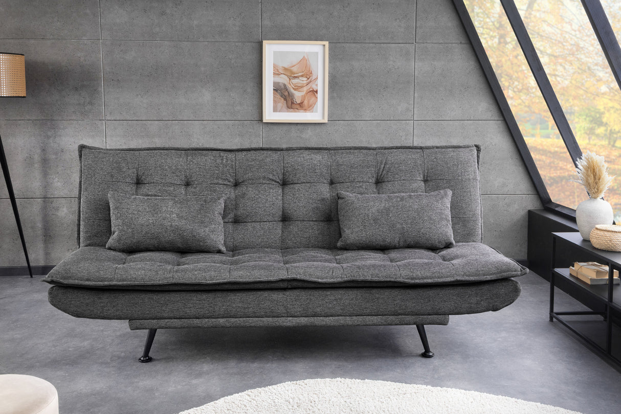 Sofa bed JAZZ 195cm 3-seater textured fabric grey
