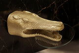 Beistelltisch WILDLIFE KROKODIL 75 cm Hänge-Couchtisch oval gehärtetes Glas gold