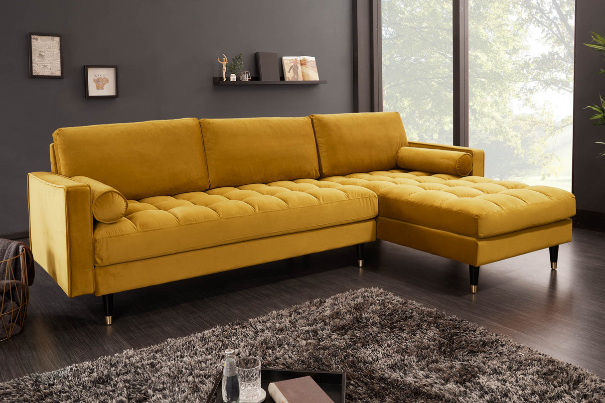 Corner sofa COZY VELVET 260cm velvet mustard yellow