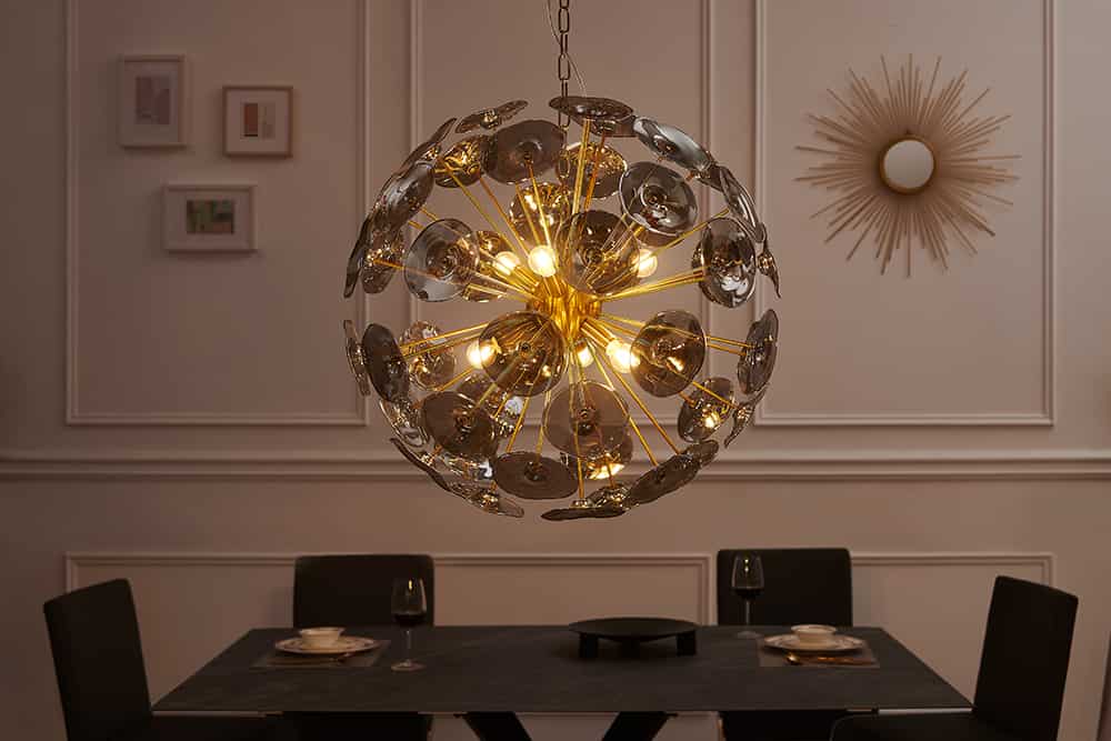 Pendant lamp INFINITY HOME glass and steel gold