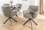 Swivel chair LE GRAND rotatable 180° w/ armrests textured cloth and leather taupe