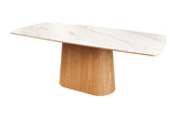 Dining table UNIQUE 200cm frame oak wood verneered ceramic white marble top