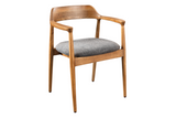 Chair KENNEDY upholstered seat w/ armrests mango wood honey finish grey