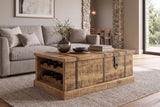 Coffee table BODEGA 100cm w/ wine shelf and storage space mango wood natural