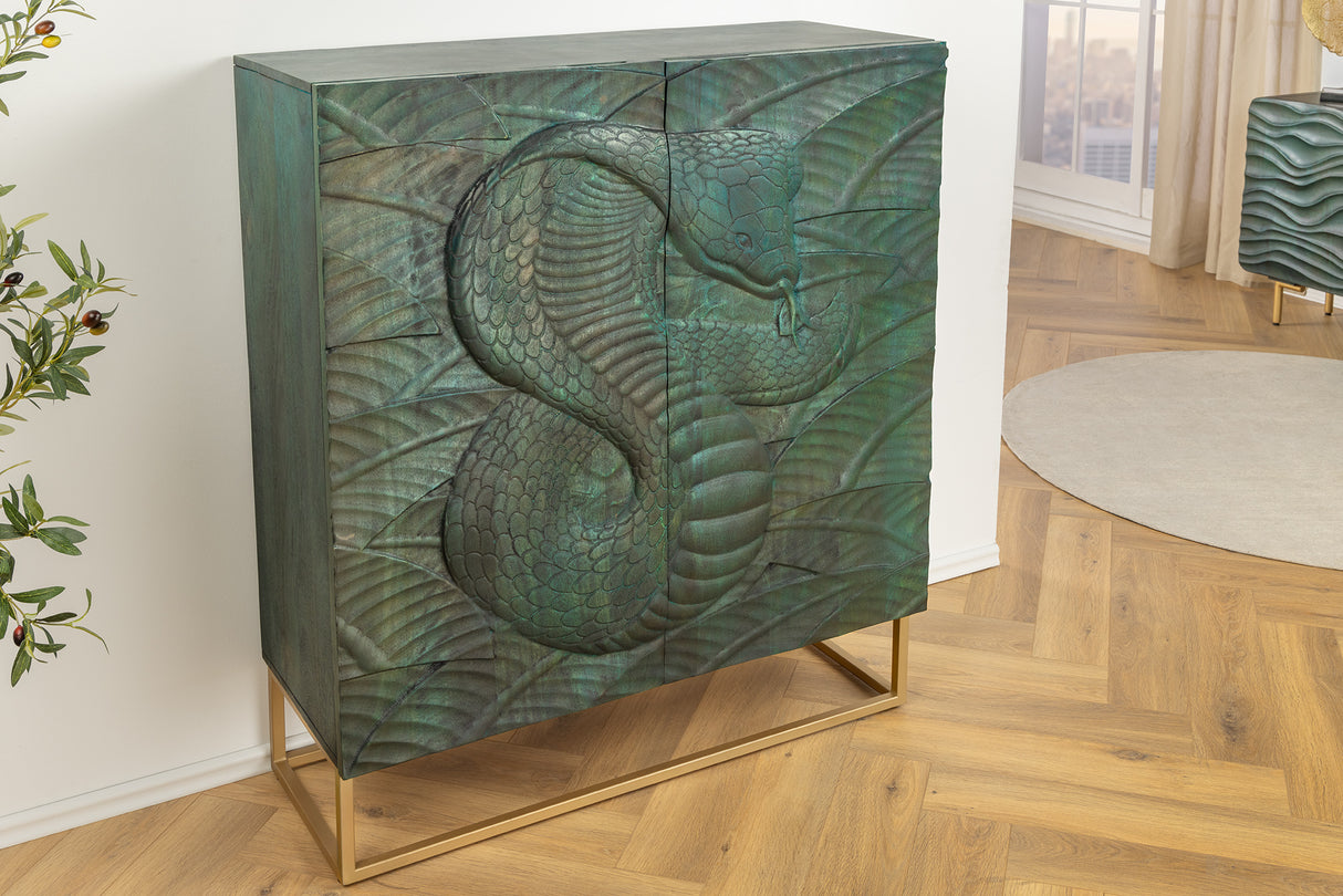 Highboard SNAKE 120cm turquoise mango wood