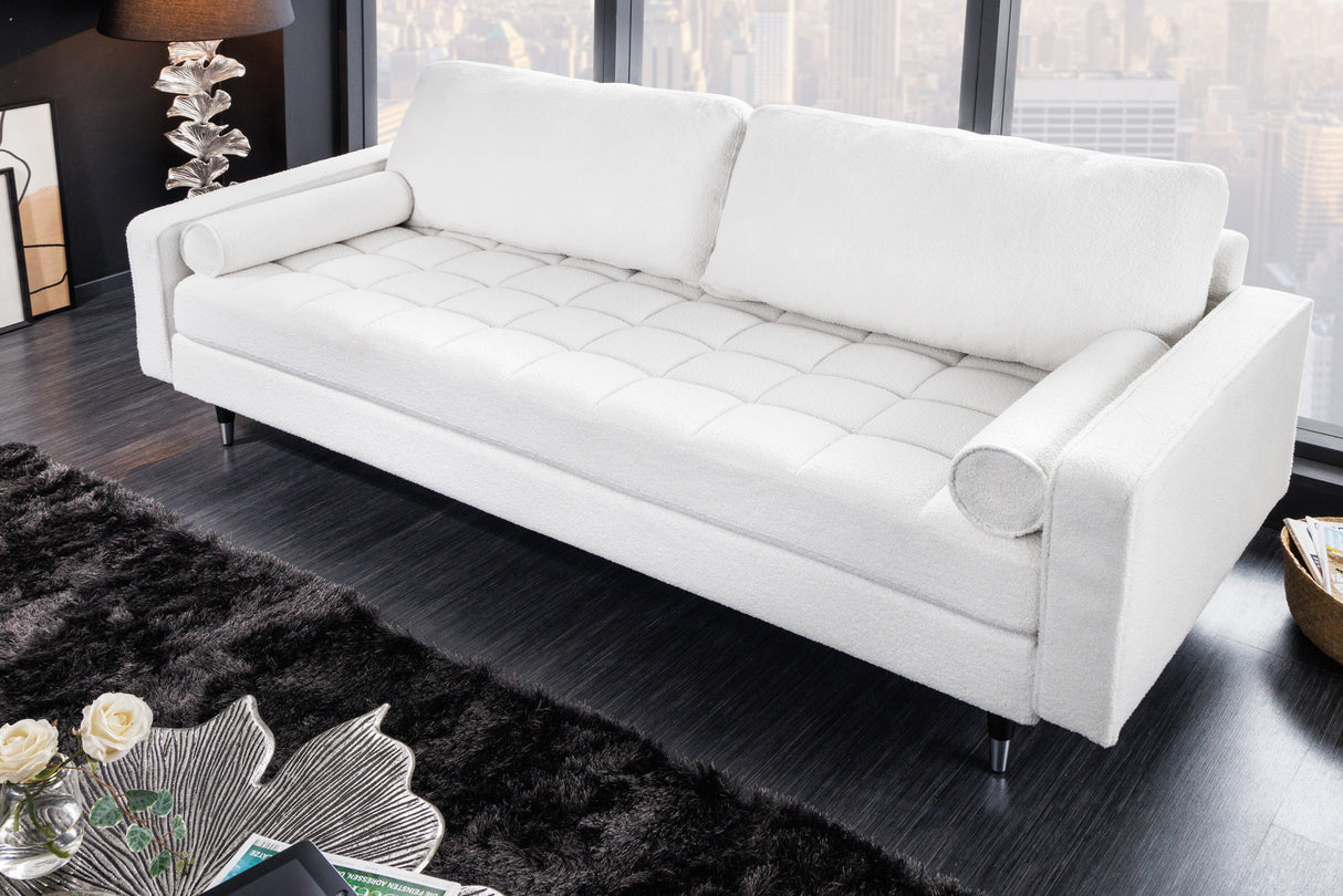 Sofa COZY 220cm 3-seater bouclé white