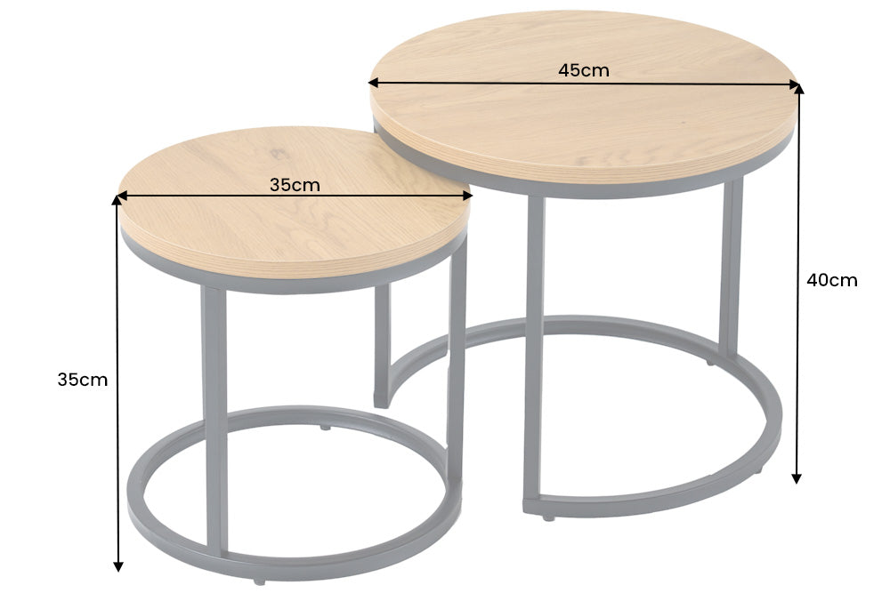 Side table ELEGANCE 45cm set of 2 wild oak look