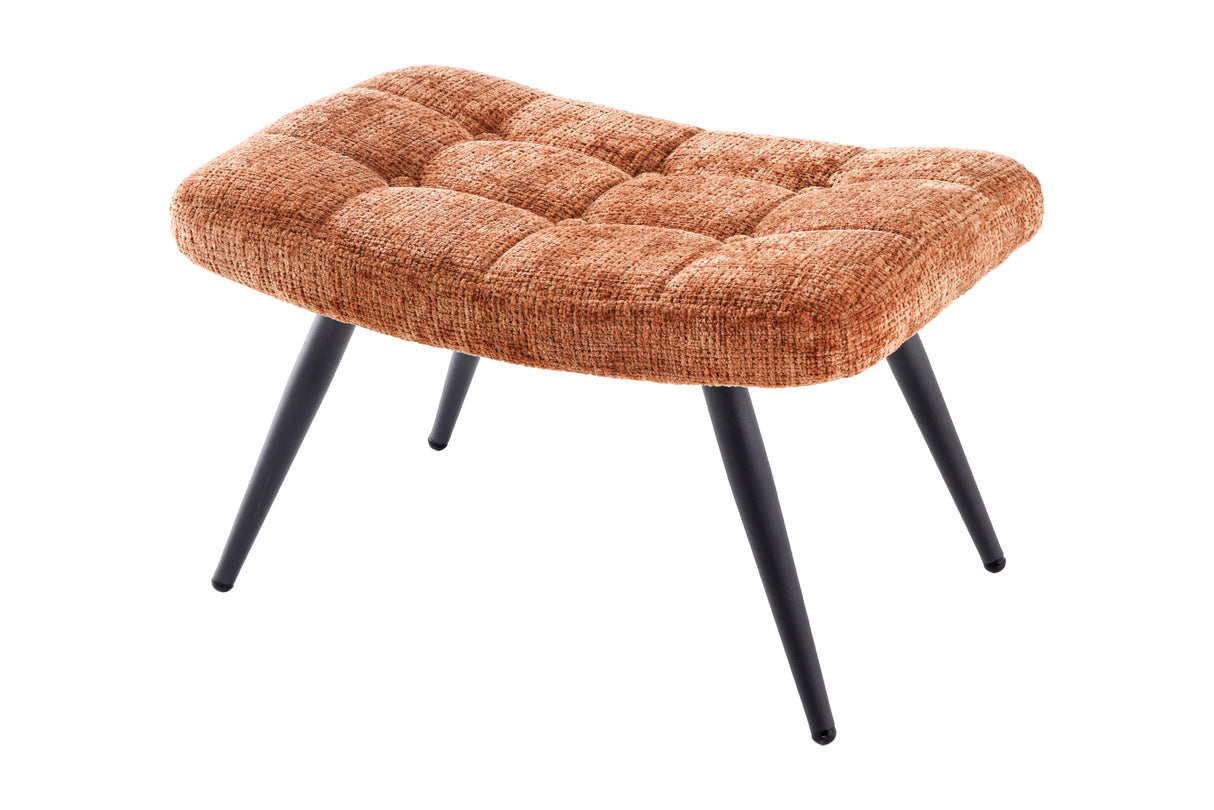 Hocker SCANDINAVIA m. schwarzen Metallbeinen Chenille-Stoff rostbraun