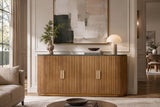 Sideboard VENEZIANO 170cm Mangoholz und Marmorplatte grünbraun