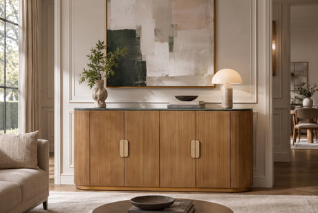 Sideboard VENEZIANO 170cm mango wood and marble top green brown