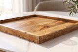 Tablett MAKASSAR 50cm mit erhöhtem Rand Mangoholz natur
