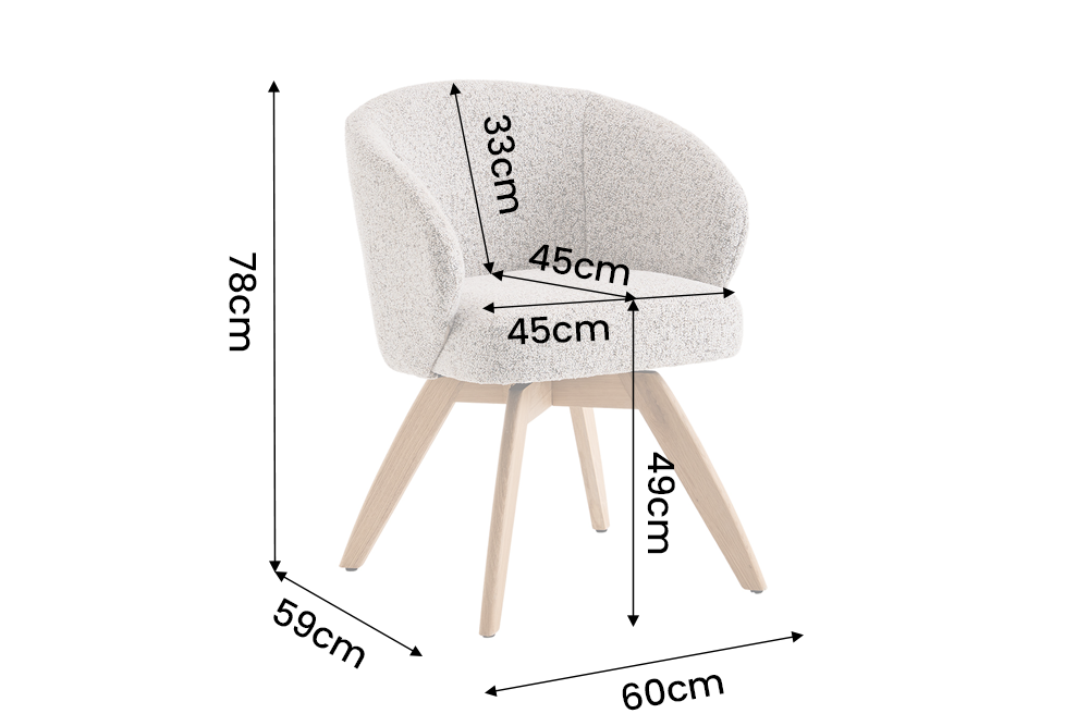 Swivel chair WALKÜRE 180° auto-return w/ armrests spring core textured fabric beige natural