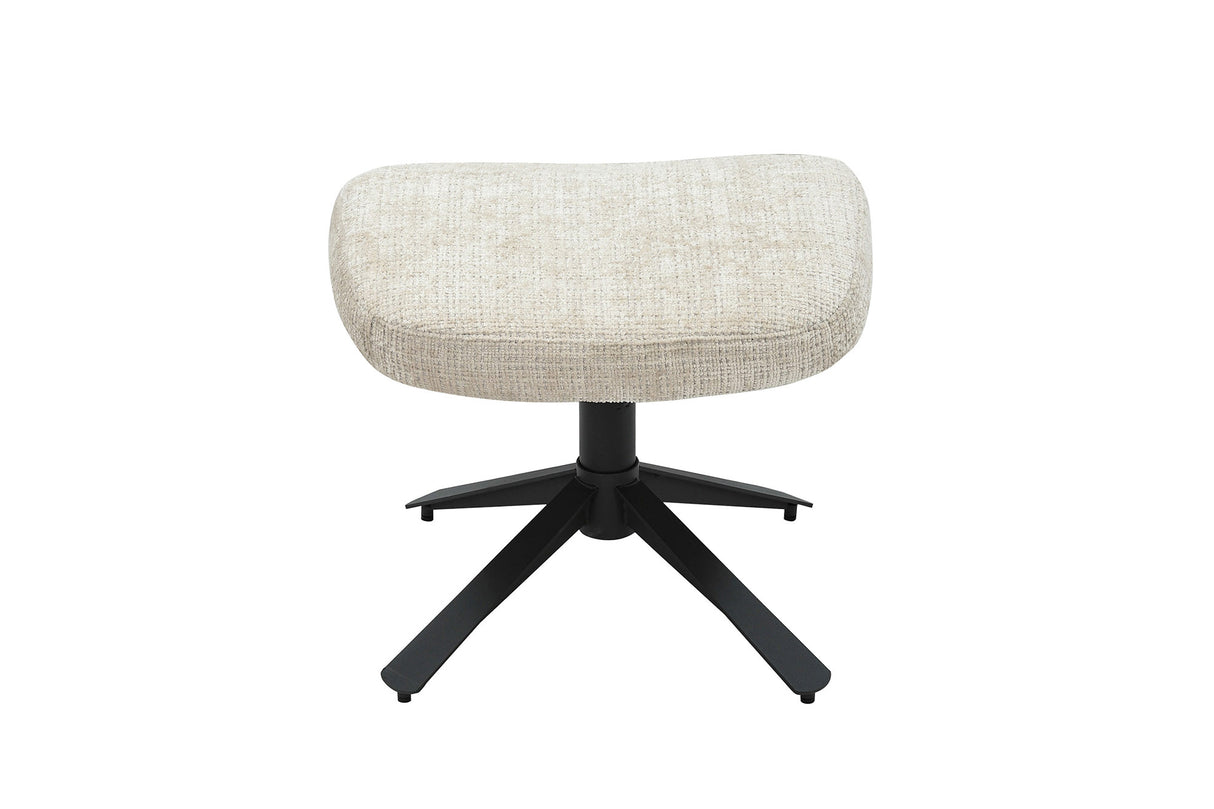 Stool CLOUD 45cm rotatable textured fabric champagne beige w/ black metal frame