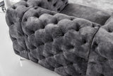 Armchair MODERN BAROCK Chesterfield look 120cm velvet grey