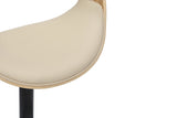 Barhocker ORGANIC 89-100cm drehbar mit Armlehnen Kunstleder cremebeige und Eichenholzoptik