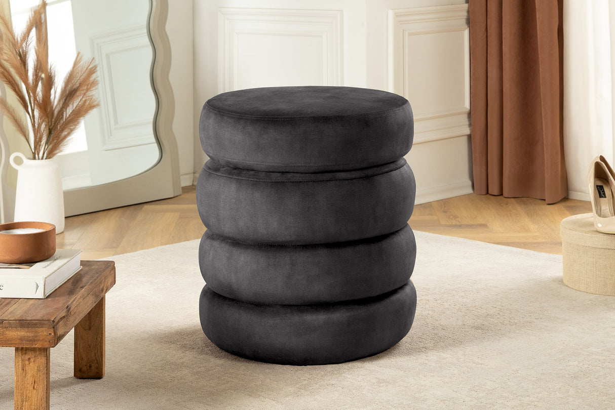Hocker VOQUE 50cm Samt grau mit Stauraum