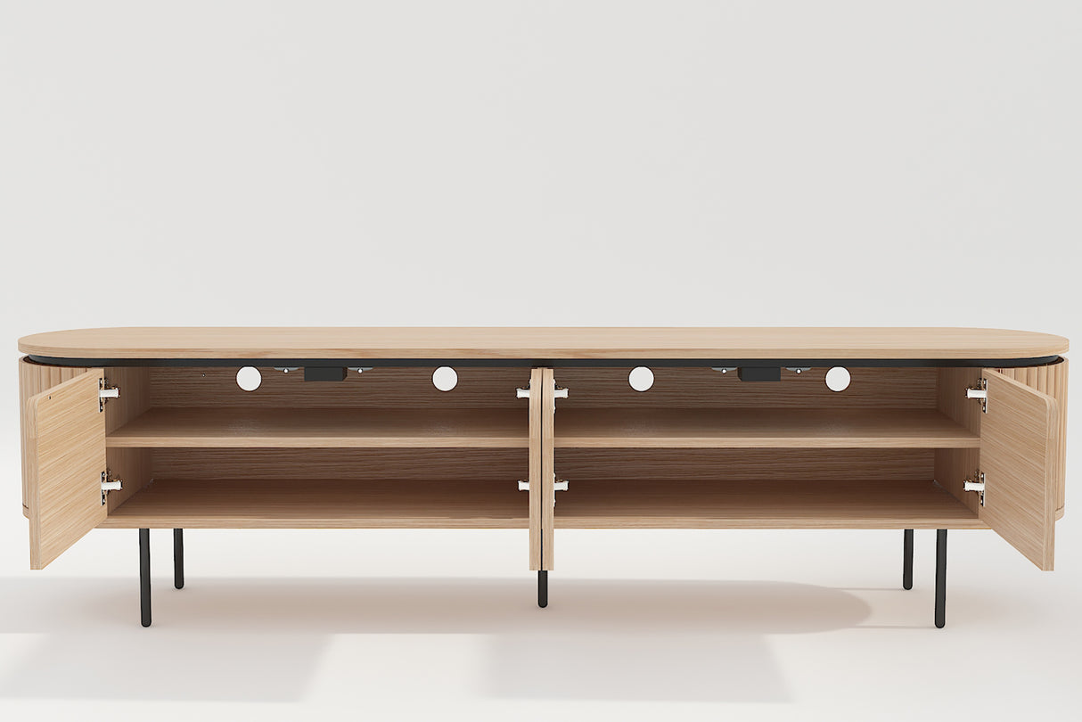 TV-Board ATELIER 200cm natural oak wood look w/ black legs
