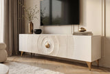TV-Wand GOLDEN SUNSET 180 cm 3D Mangoholz weiß