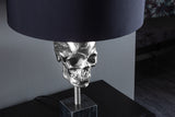 Tischleuchte SKULL 56cm silber Baumwollschirm schwarz