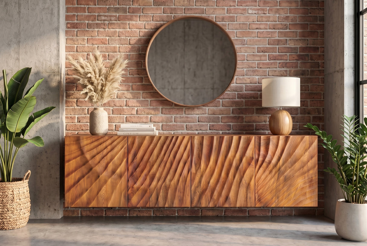 Sideboard SCORPION 180cm 3D hanging mango wood brown