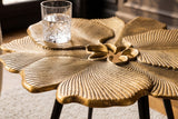 Coffee table GINKGO LEAVES 55cm gold with black legs
