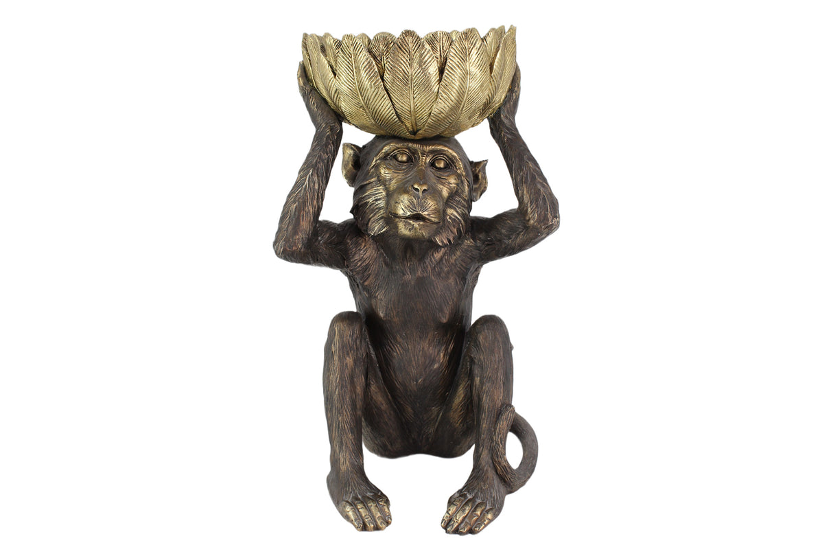 Decoration figure MONKEY 50cm handmade w/ shell black gold