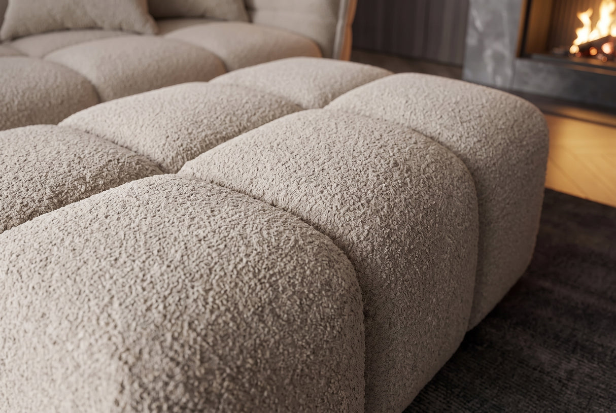 Hocker CLOUD 100cm Bouclé Champagner-Greige