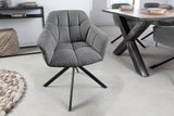 Swivel chair PAPILLON rotatable 180° with armrests textured fabric dark grey