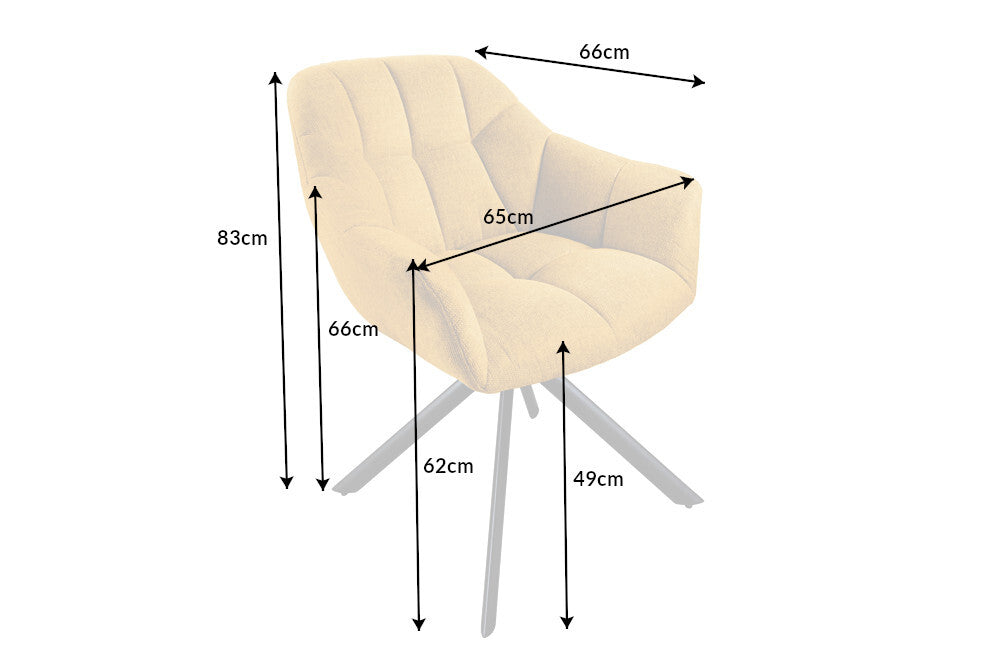 Drehstuhl PAPILLON mit Armlehnen Samt senfgelb
