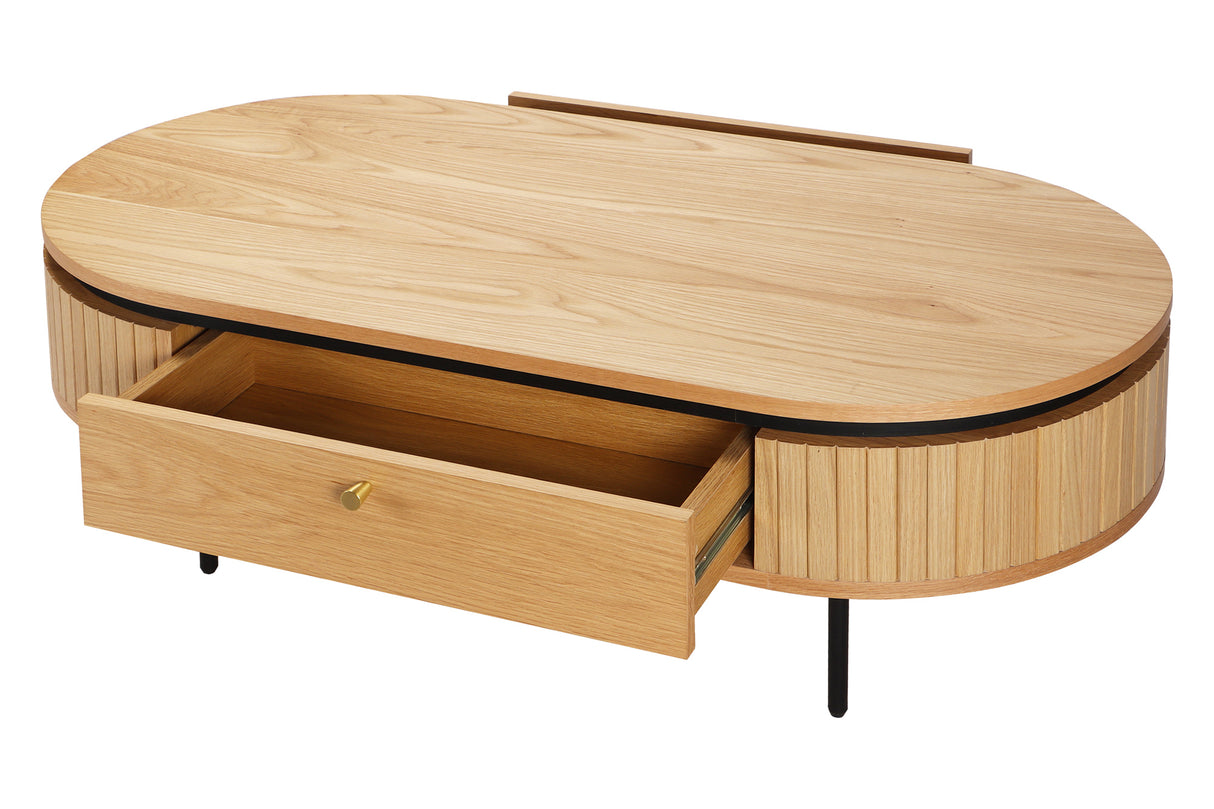 Coffee table ATELIER 120cm natural oak wood look w/ black legs
