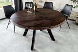 Esstisch IRON CRAFT Ø 120 cm rund, Mangoholz, taupebraun mit schwarzen Beinen