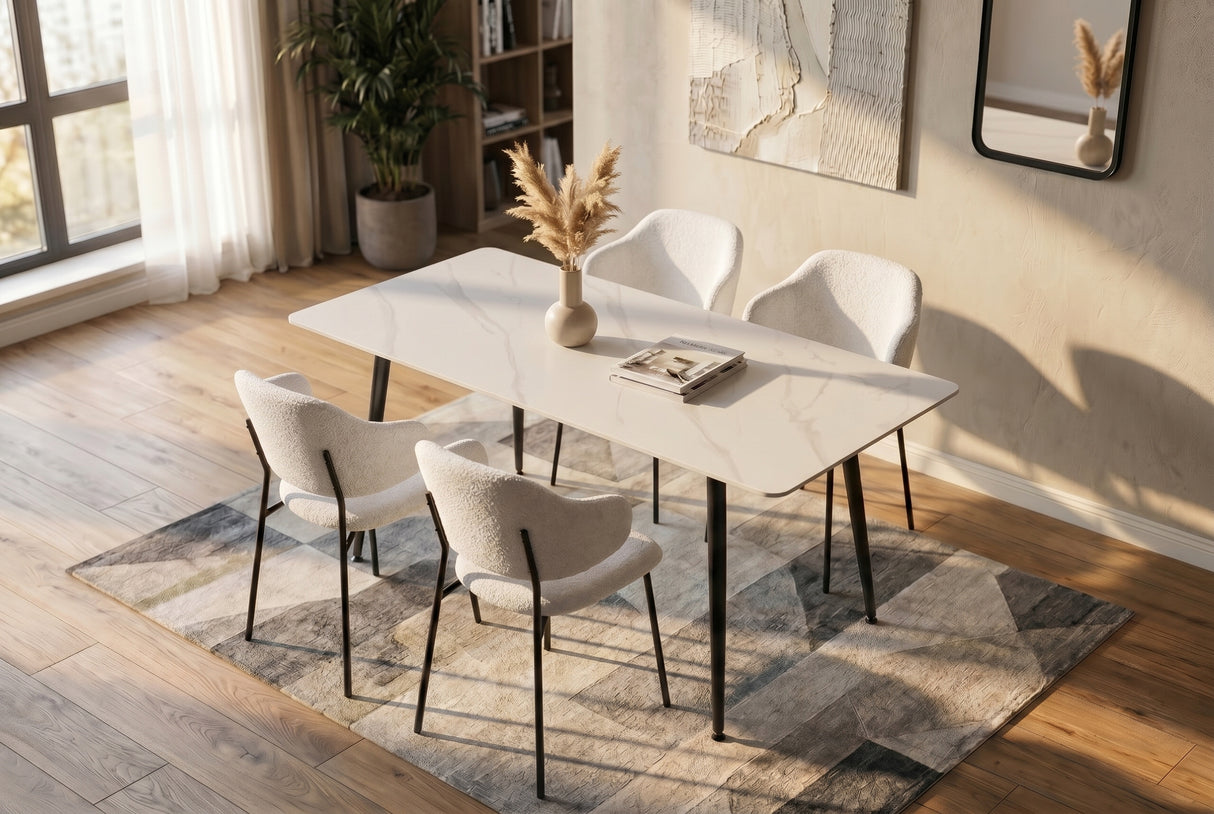 Esstisch MILANO 140cm Keramik weiß