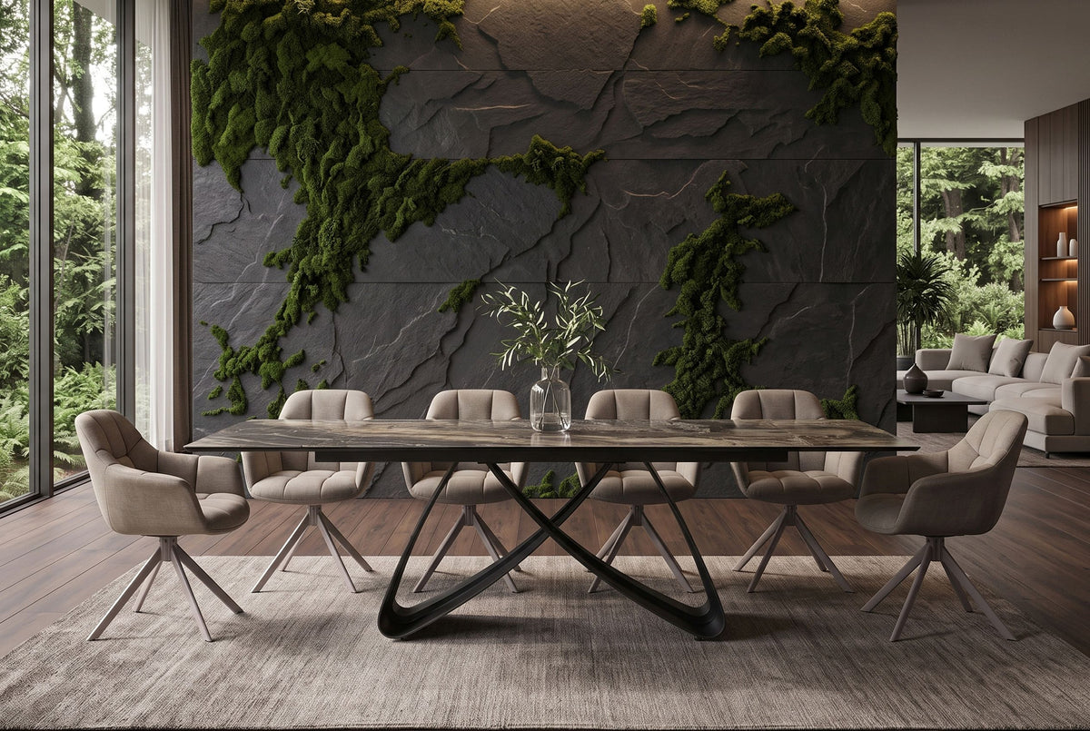 Esstisch INFINITY 180-220-260cm ausziehbar Keramik Marmoroptik taupe