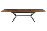 Esstisch GRANDEZZA 180-270cm ausziehbar in natürlicher Walnussoptik mit schwarzem Metallgestell