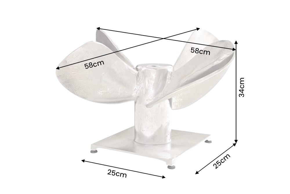 Couchtisch OCEAN 60cm Unterteil silber ohne Glasplatte
