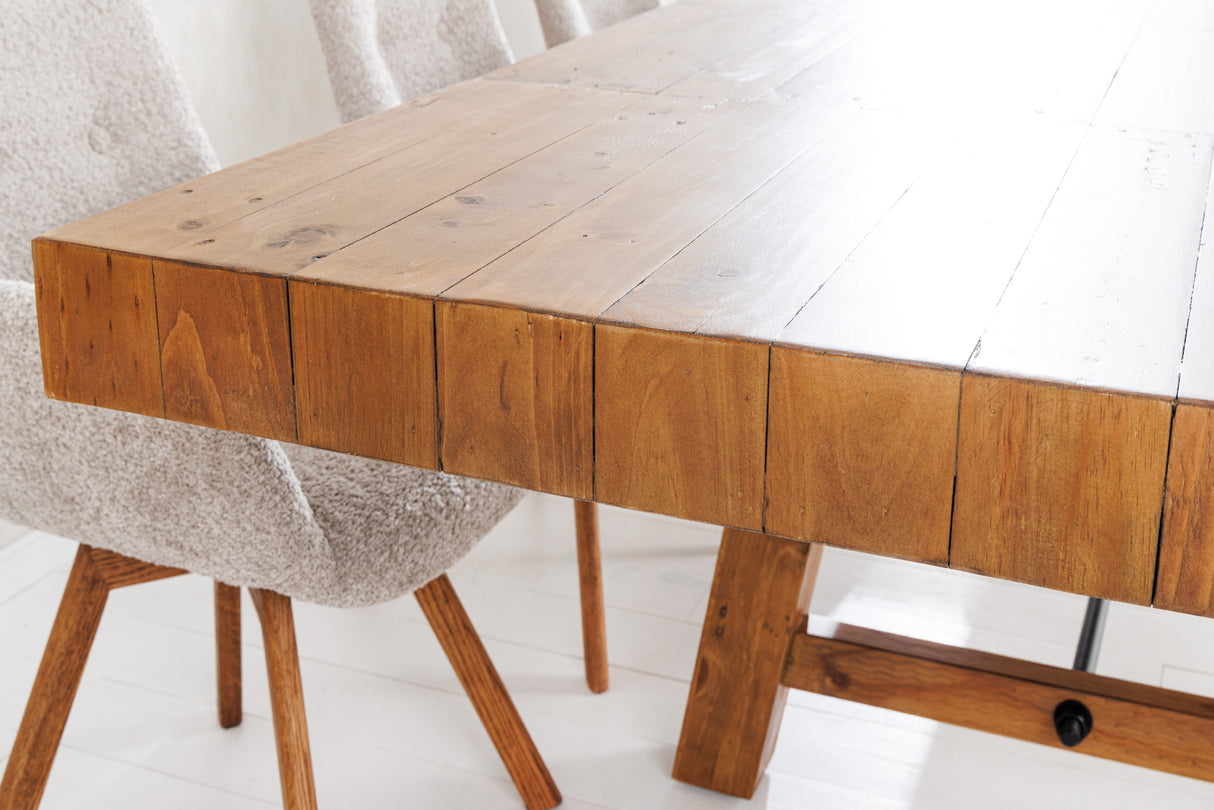 Dining table FINCA 300-400cm extendable pine wood 80mm vintage brown