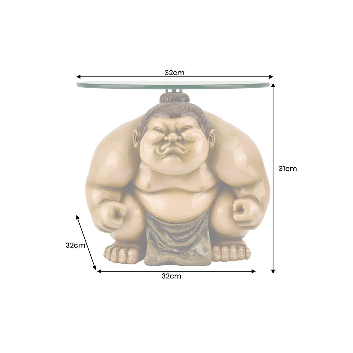 Side table SUMO 30cm round glass neutral