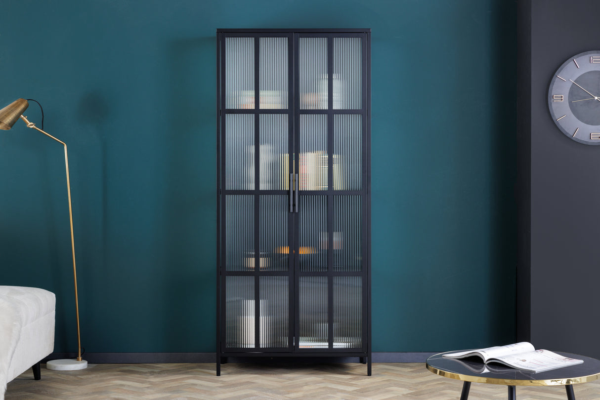 Display case DURA STEEL 180cm ribbed glass black