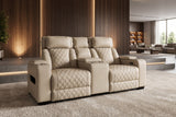 Kinosessel HOLLYWOOD 2-Sitzer elektrisch verstellbar Kunstleder beige