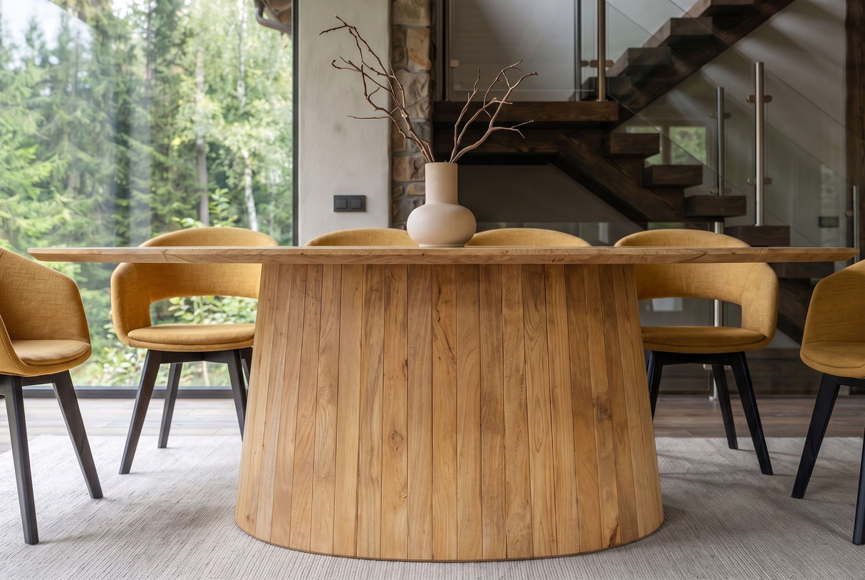 Dining table ART DECO 220cm oval table top mango wood natural creamy