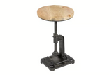 Beistelltisch ENGINEER 30cm höhenverstellbar Mangoholz natur mit schwarzem Gestell - Industrial Design