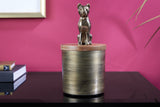 Sculpture tin PANTHER 20cm iron gold mango wood natural