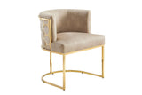 Stuhl ELEGANCE, samtbeige, mit goldfarbenem Edelstahlgestell