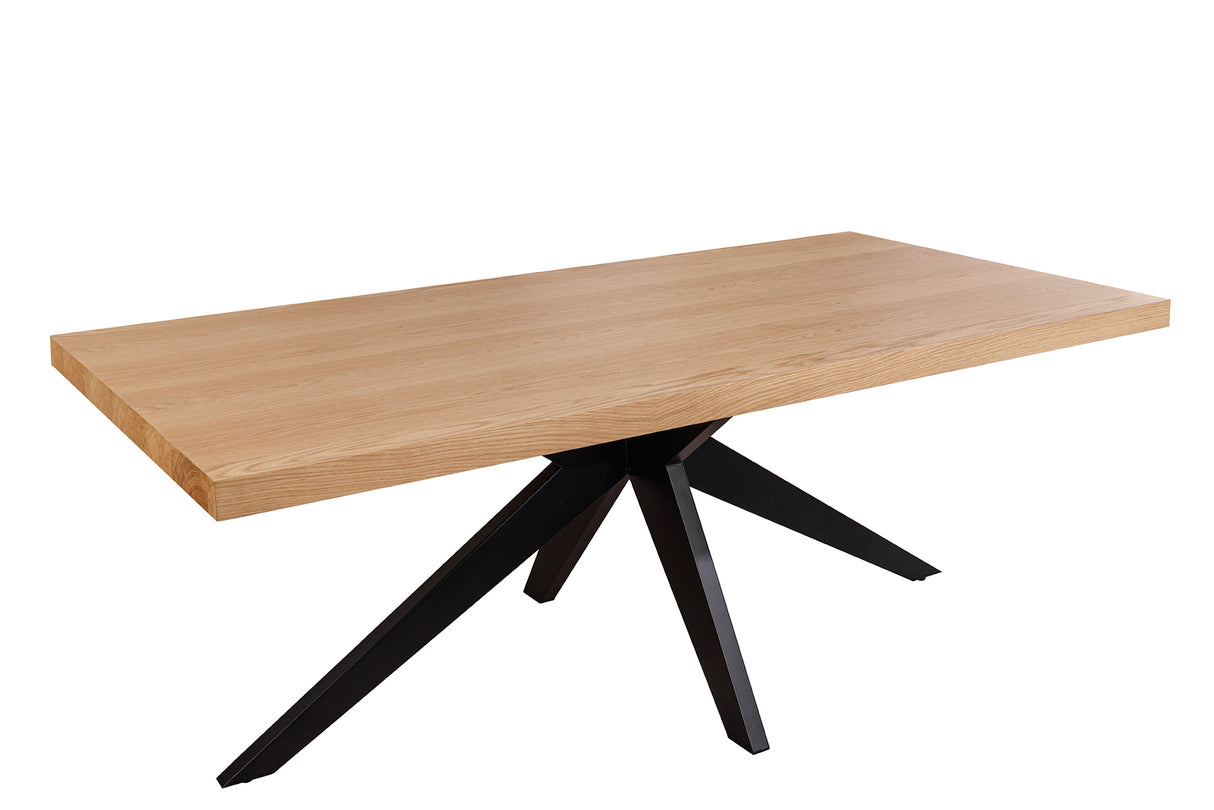 Esstisch ZEUS 200cm in natürlicher Eichenholzoptik mit schwarzem Metallgestell