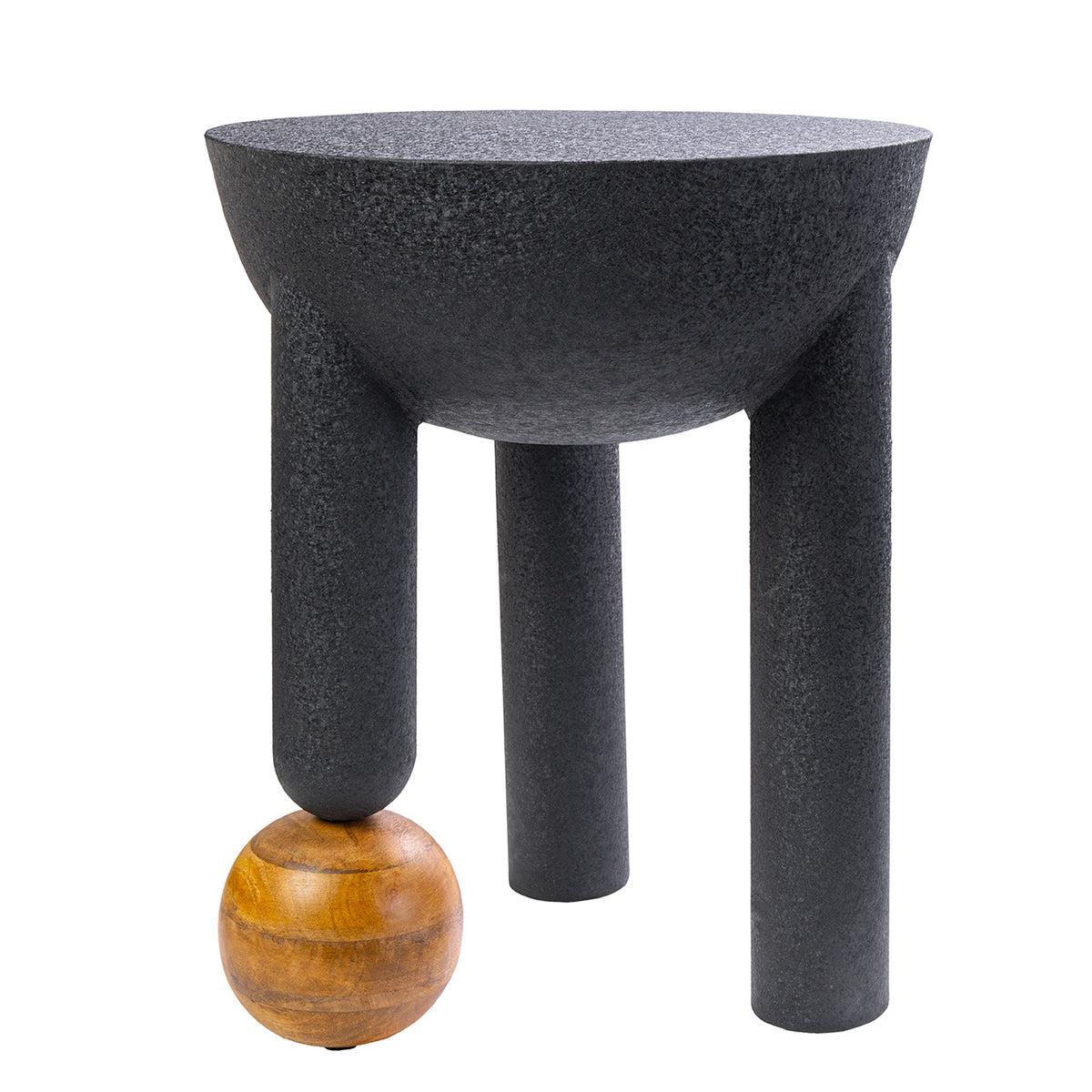 Side table ABSTRACT 50cm iron black w/ mango wood bullet – Invicta Interior