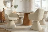 Swivel chair AMBIENTO 180° auto-return w/ armrests chenille beige